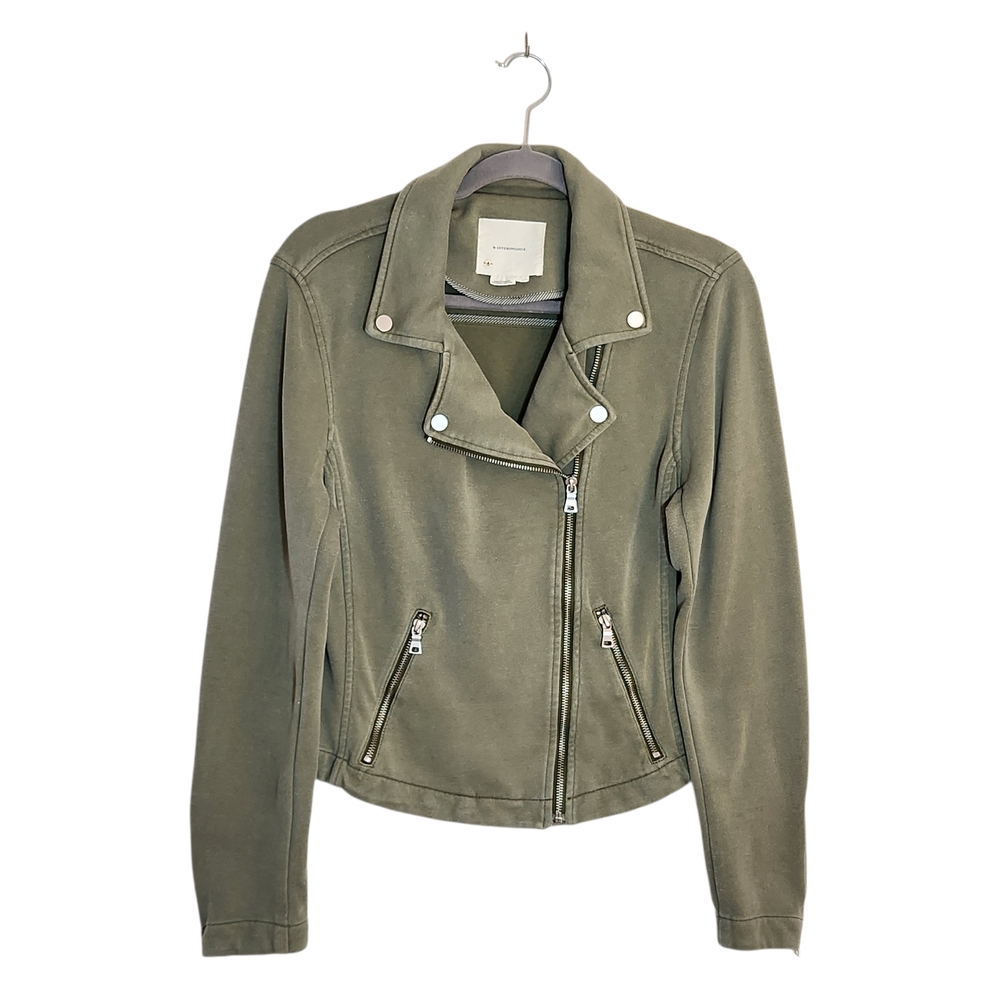 Anthropologie Light Green Knit Moto Jacket Size Medium